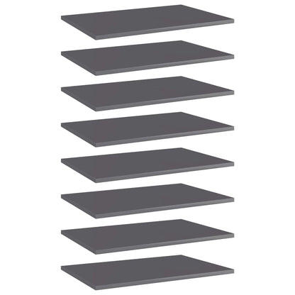 805265 vidaXL Bookshelf Boards 8 pcs High Gloss Grey 60x40x1,5 cm Engineered Wood