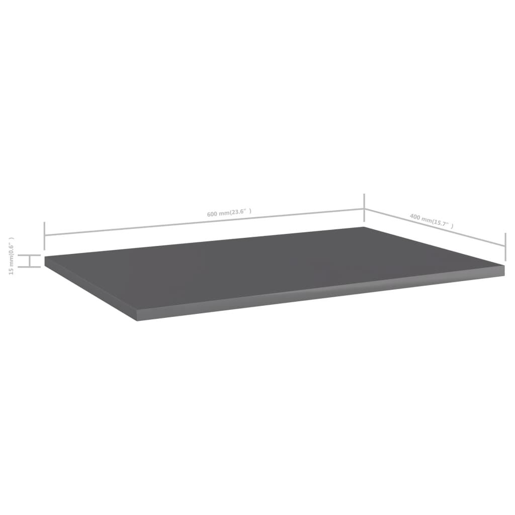 805265 vidaXL Bookshelf Boards 8 pcs High Gloss Grey 60x40x1,5 cm Engineered Wood
