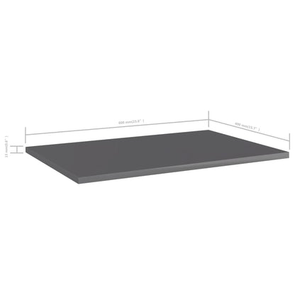 805265 vidaXL Bookshelf Boards 8 pcs High Gloss Grey 60x40x1,5 cm Engineered Wood