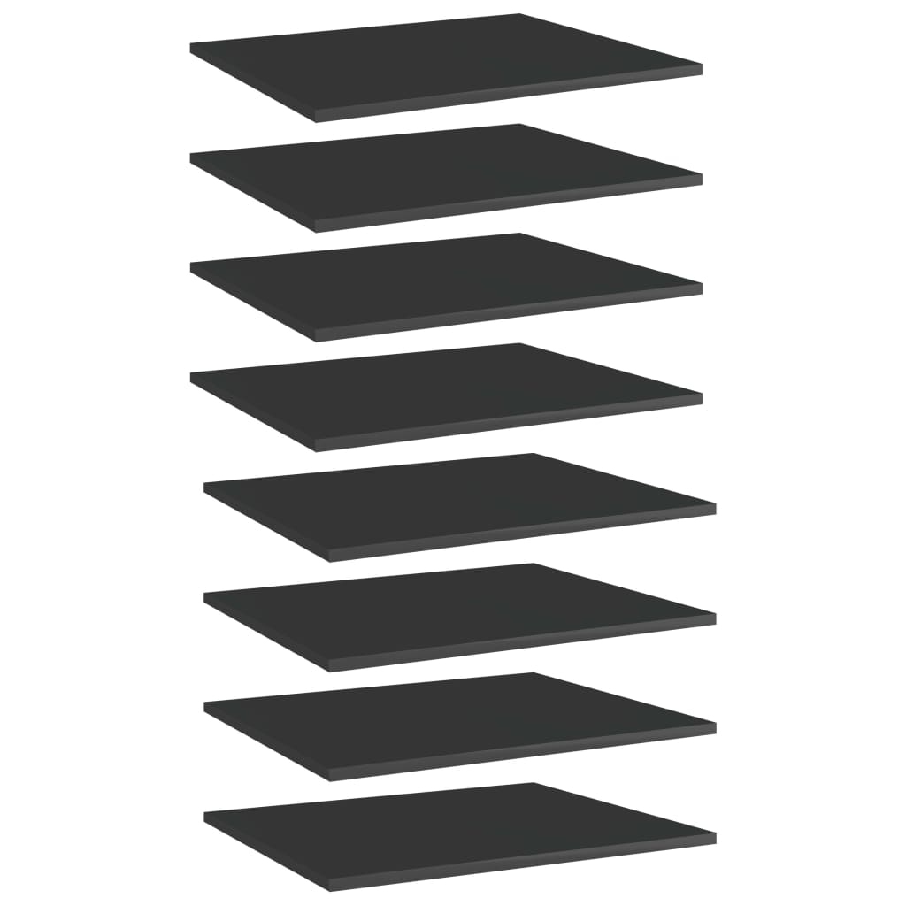 805279 vidaXL Bookshelf Boards 8 pcs High Gloss Black 60x50x1,5 cm Engineered Wood
