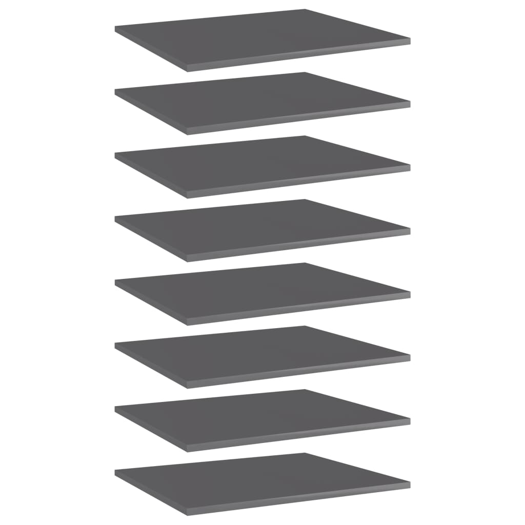 805281 vidaXL Bookshelf Boards 8 pcs High Gloss Grey 60x50x1,5 cm Engineered Wood
