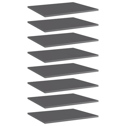 805281 vidaXL Bookshelf Boards 8 pcs High Gloss Grey 60x50x1,5 cm Engineered Wood