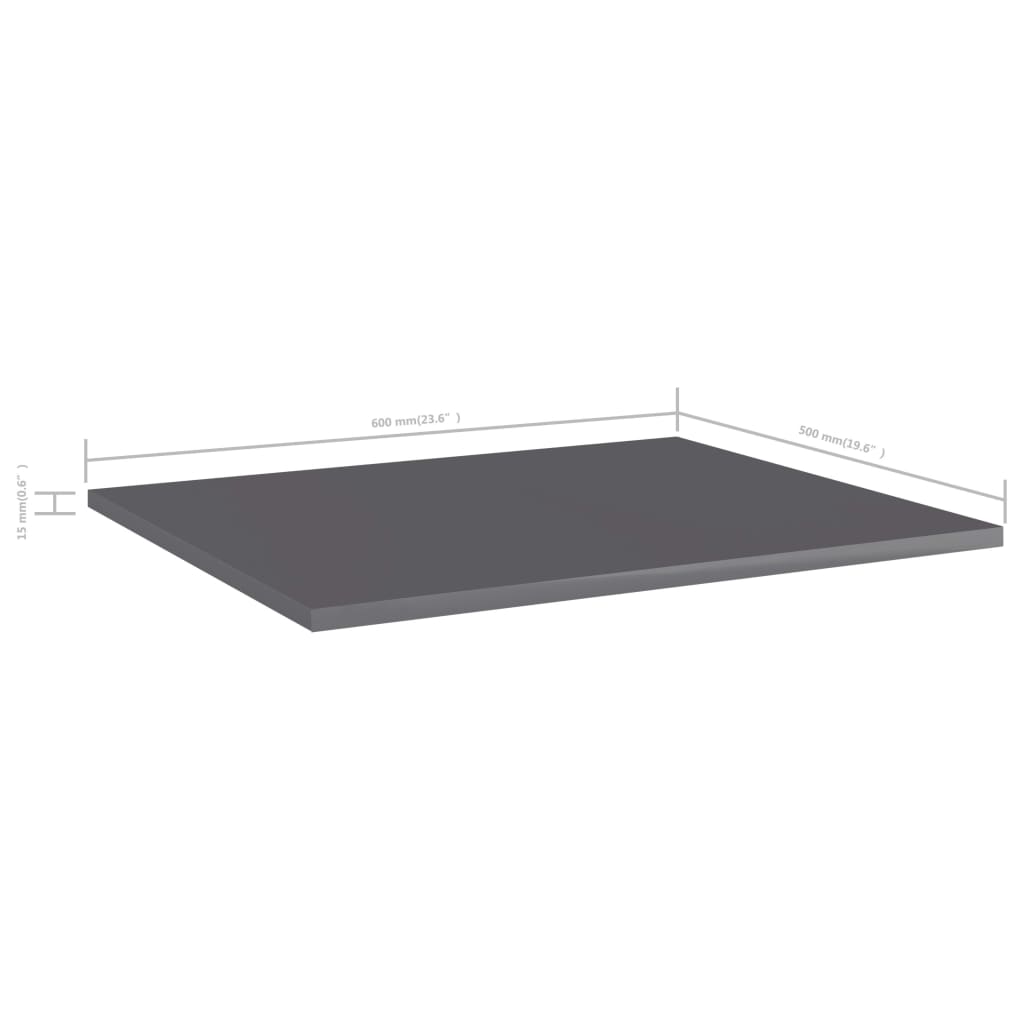 805281 vidaXL Bookshelf Boards 8 pcs High Gloss Grey 60x50x1,5 cm Engineered Wood