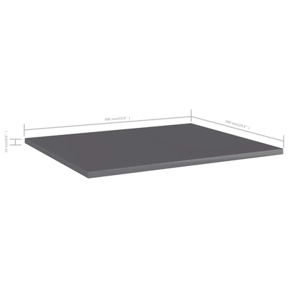 805281 vidaXL Bookshelf Boards 8 pcs High Gloss Grey 60x50x1,5 cm Engineered Wood