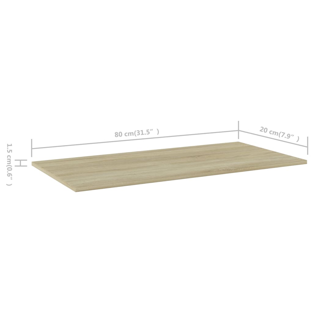 805304 vidaXL Bookshelf Boards 4 pcs Sonoma Oak 80x20x1,5 cm Engineered Wood - Brown