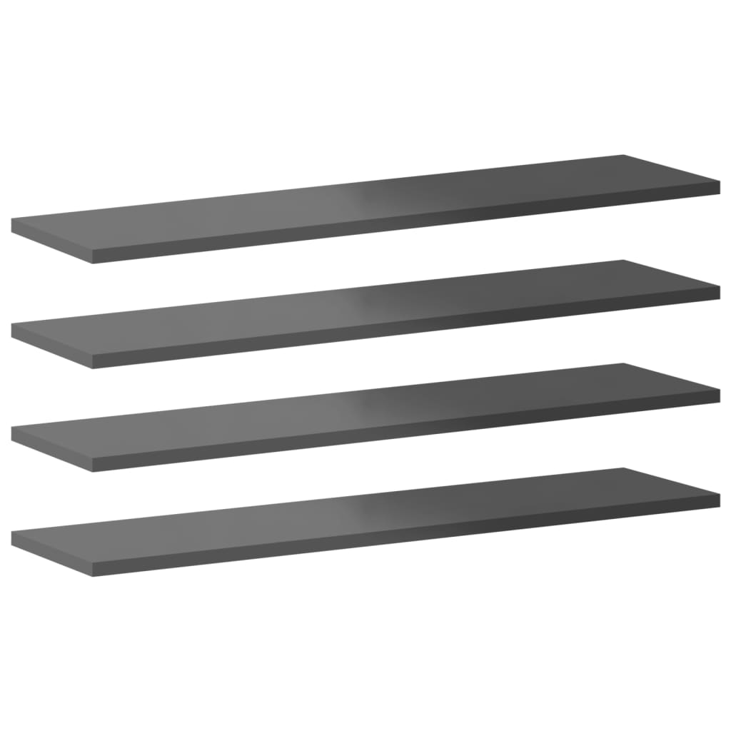805313 vidaXL Bookshelf Boards 8 pcs High Gloss Grey 80x20x1,5 cm Engineered Wood