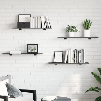 805313 vidaXL Bookshelf Boards 8 pcs High Gloss Grey 80x20x1,5 cm Engineered Wood