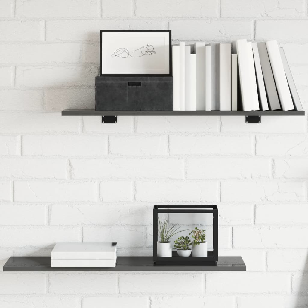 805313 vidaXL Bookshelf Boards 8 pcs High Gloss Grey 80x20x1,5 cm Engineered Wood