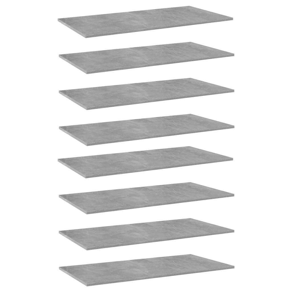 805323 vidaXL Bookshelf Boards 8 pcs Concrete Grey 80x30x1,5 cm Engineered Wood