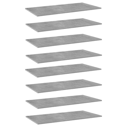 805323 vidaXL Bookshelf Boards 8 pcs Concrete Grey 80x30x1,5 cm Engineered Wood