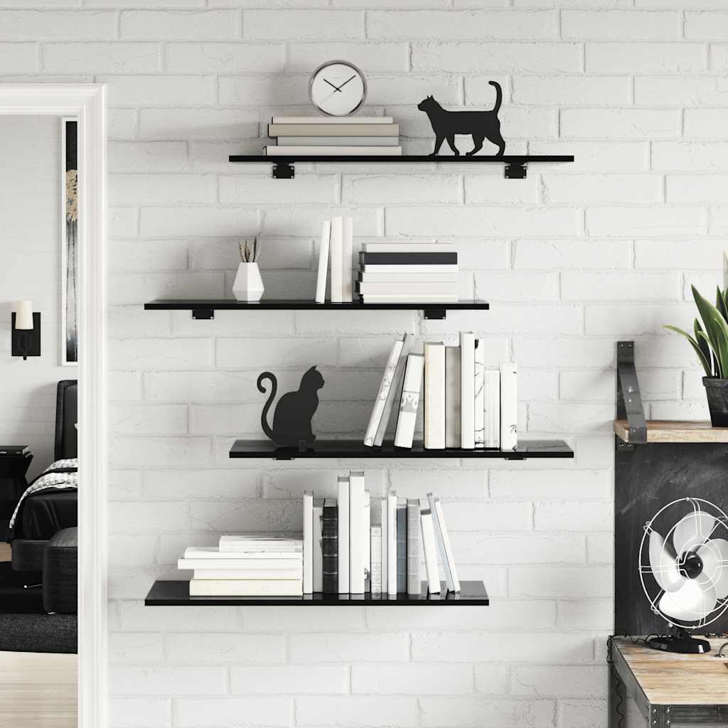 805327 vidaXL Bookshelf Boards 8 pcs High Gloss Black 80x30x1,5 cm Engineered Wood