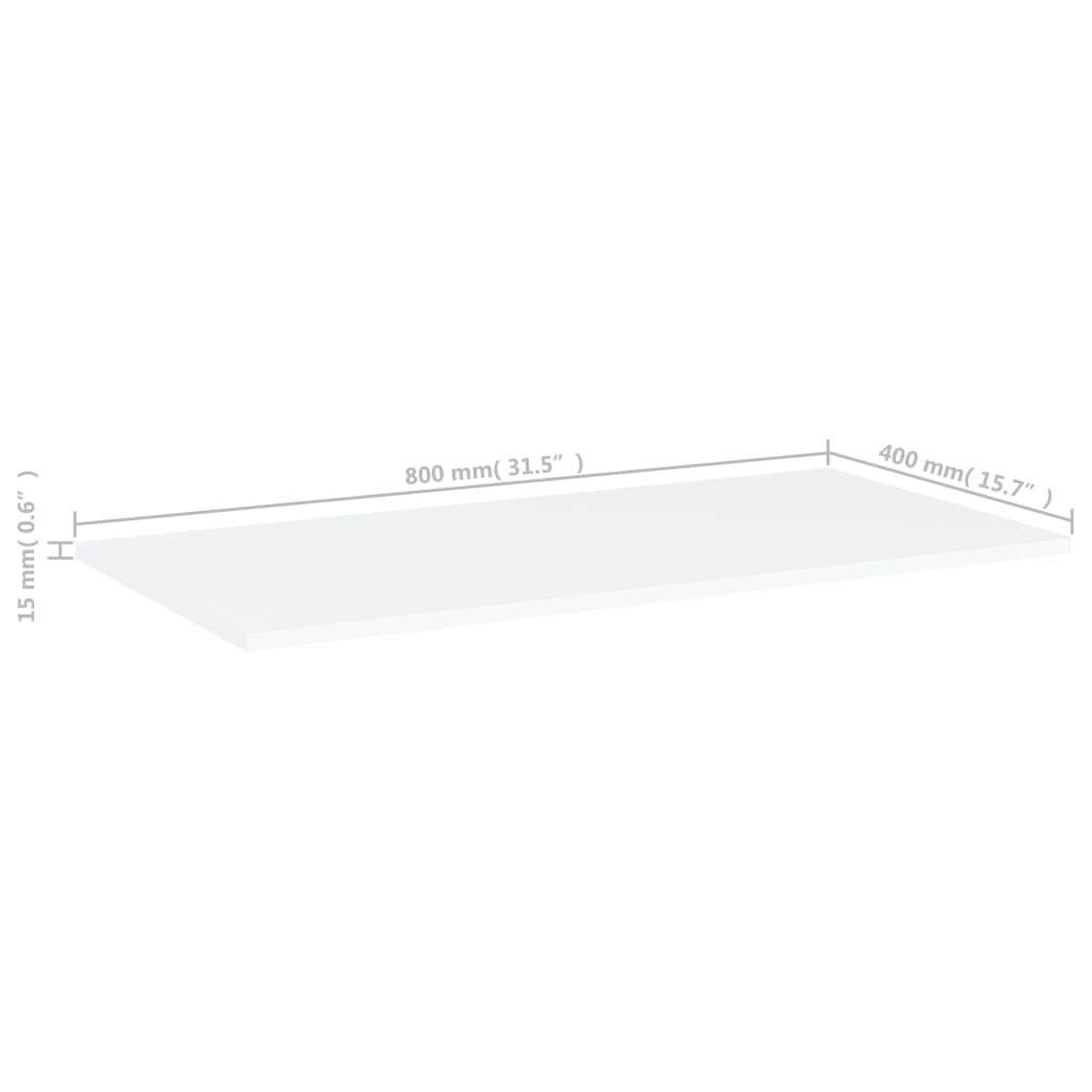 805330 vidaXL Bookshelf Boards 4 pcs White 80x40x1,5 cm Engineered Wood