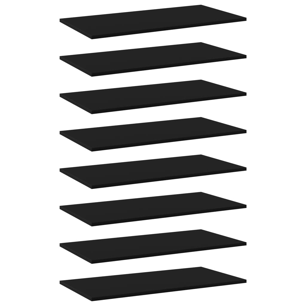 805333 vidaXL Bookshelf Boards 8 pcs Black 80x40x1,5 cm Engineered Wood