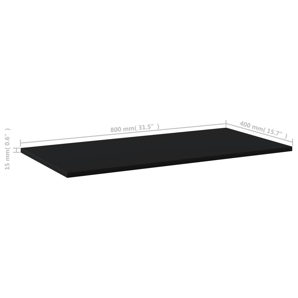 805333 vidaXL Bookshelf Boards 8 pcs Black 80x40x1,5 cm Engineered Wood