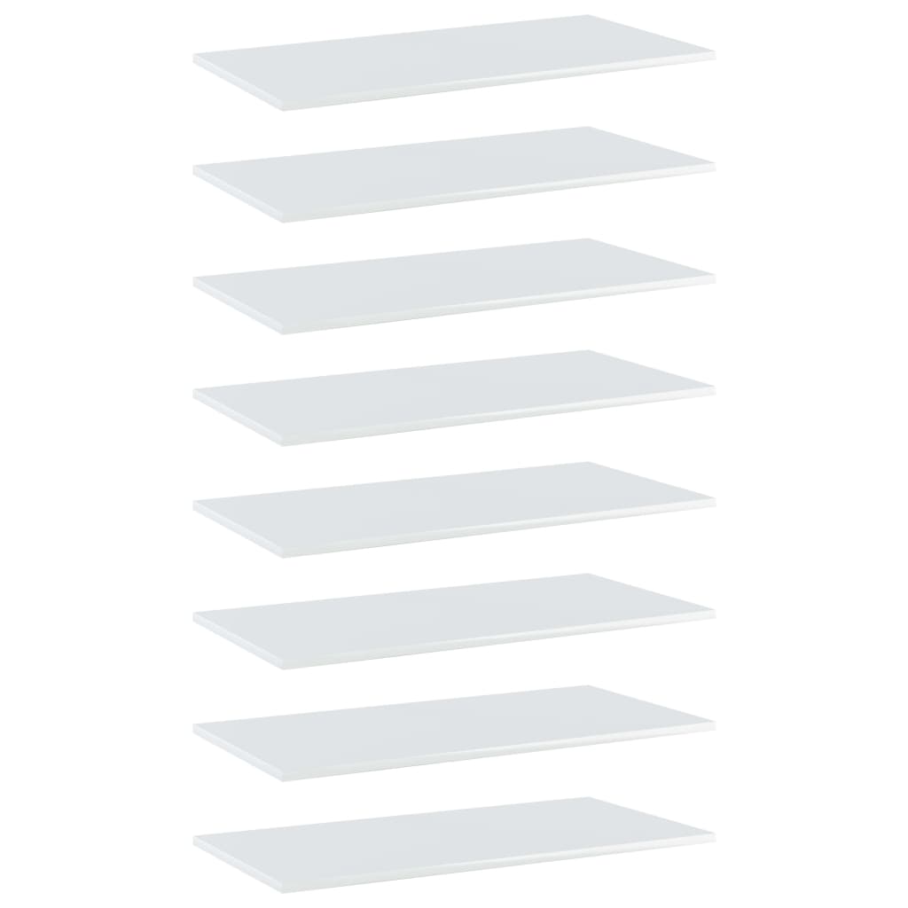 805341 vidaXL Bookshelf Boards 8 pcs High Gloss White 80x40x1,5 cm Engineered Wood