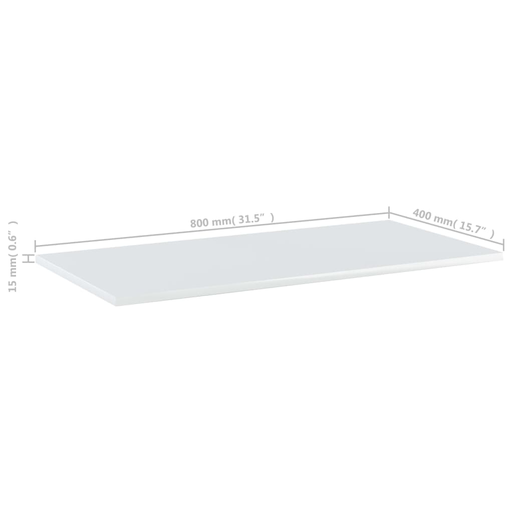 805341 vidaXL Bookshelf Boards 8 pcs High Gloss White 80x40x1,5 cm Engineered Wood