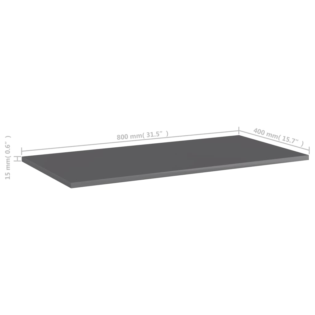 805345 vidaXL Bookshelf Boards 8 pcs High Gloss Grey 80x40x1,5 cm Engineered Wood