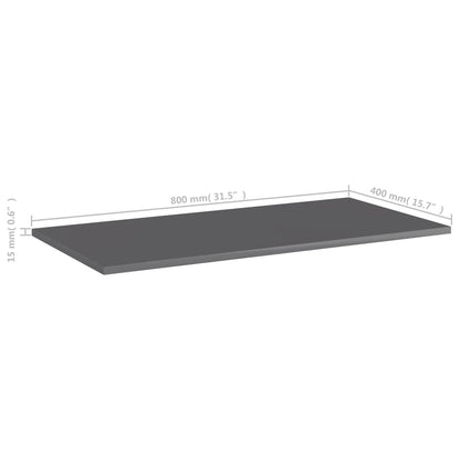 805345 vidaXL Bookshelf Boards 8 pcs High Gloss Grey 80x40x1,5 cm Engineered Wood