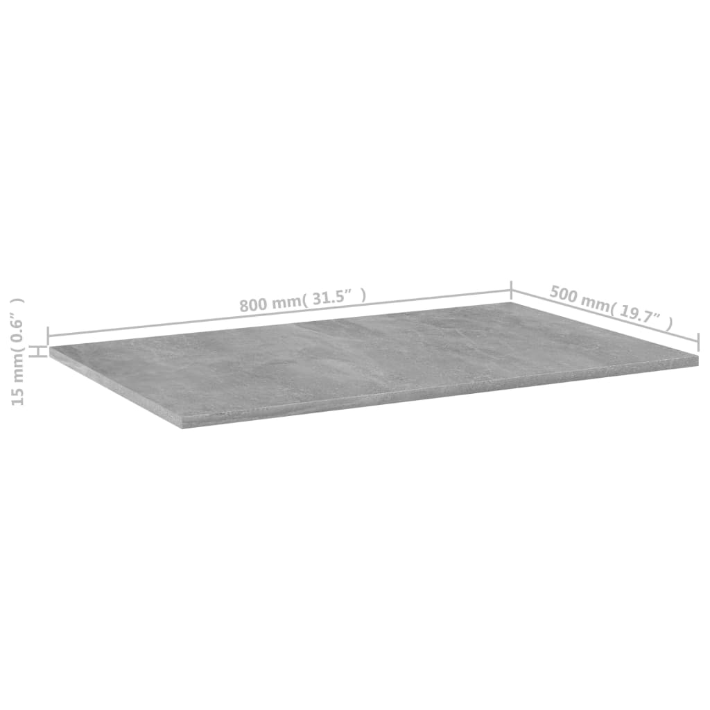 805354 vidaXL Bookshelf Boards 4 pcs Concrete Grey 80x50x1,5 cm Engineered Wood
