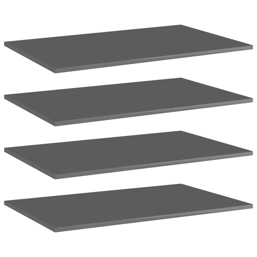 805360 vidaXL Bookshelf Boards 4 pcs High Gloss Grey 80x50x1,5 cm Engineered Wood
