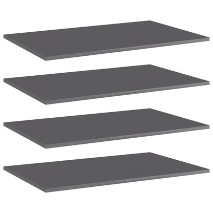 805360 vidaXL Bookshelf Boards 4 pcs High Gloss Grey 80x50x1,5 cm Engineered Wood