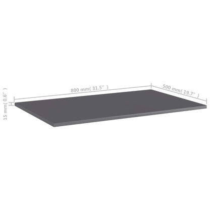 805360 vidaXL Bookshelf Boards 4 pcs High Gloss Grey 80x50x1,5 cm Engineered Wood