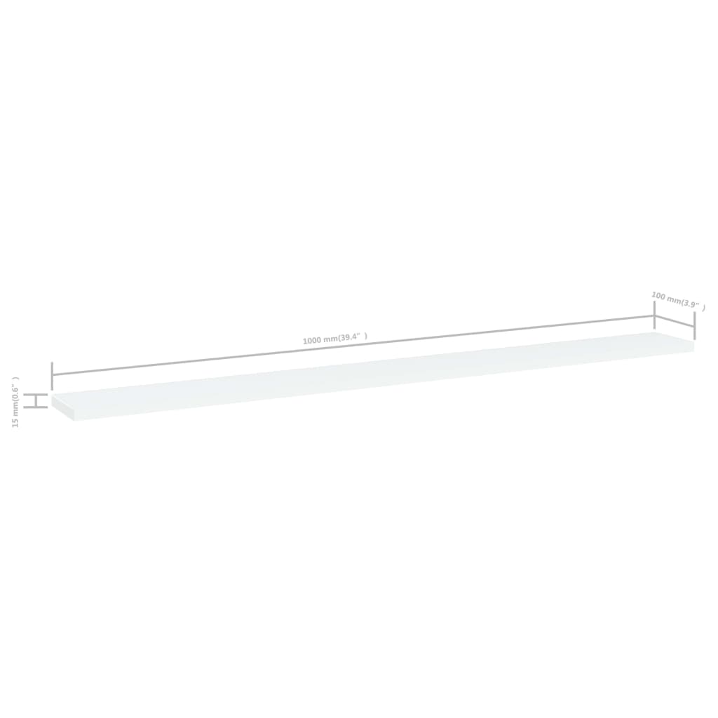 805362 vidaXL Bookshelf Boards 4 pcs White 100x10x1,5 cm Engineered Wood