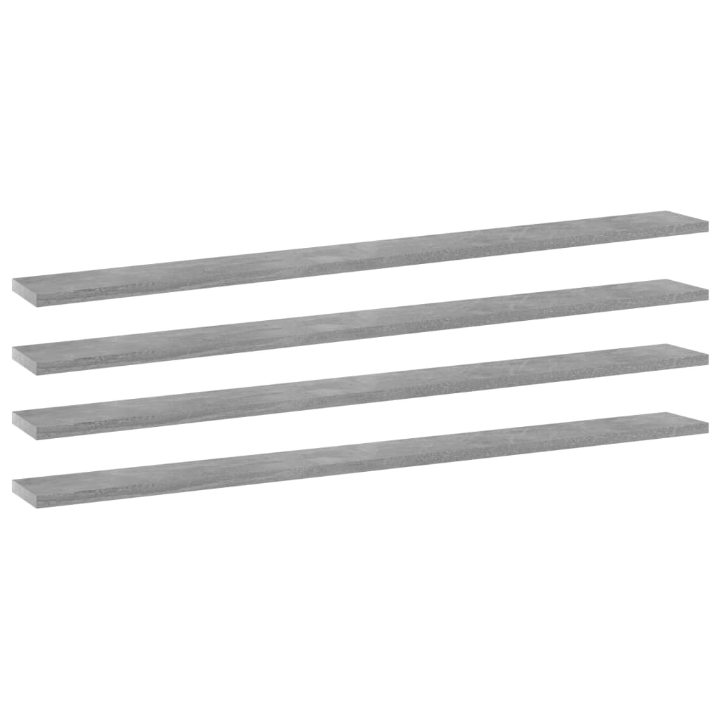 805370 vidaXL Bookshelf Boards 4 pcs Concrete Grey 100x10x1,5 cm Engineered Wood