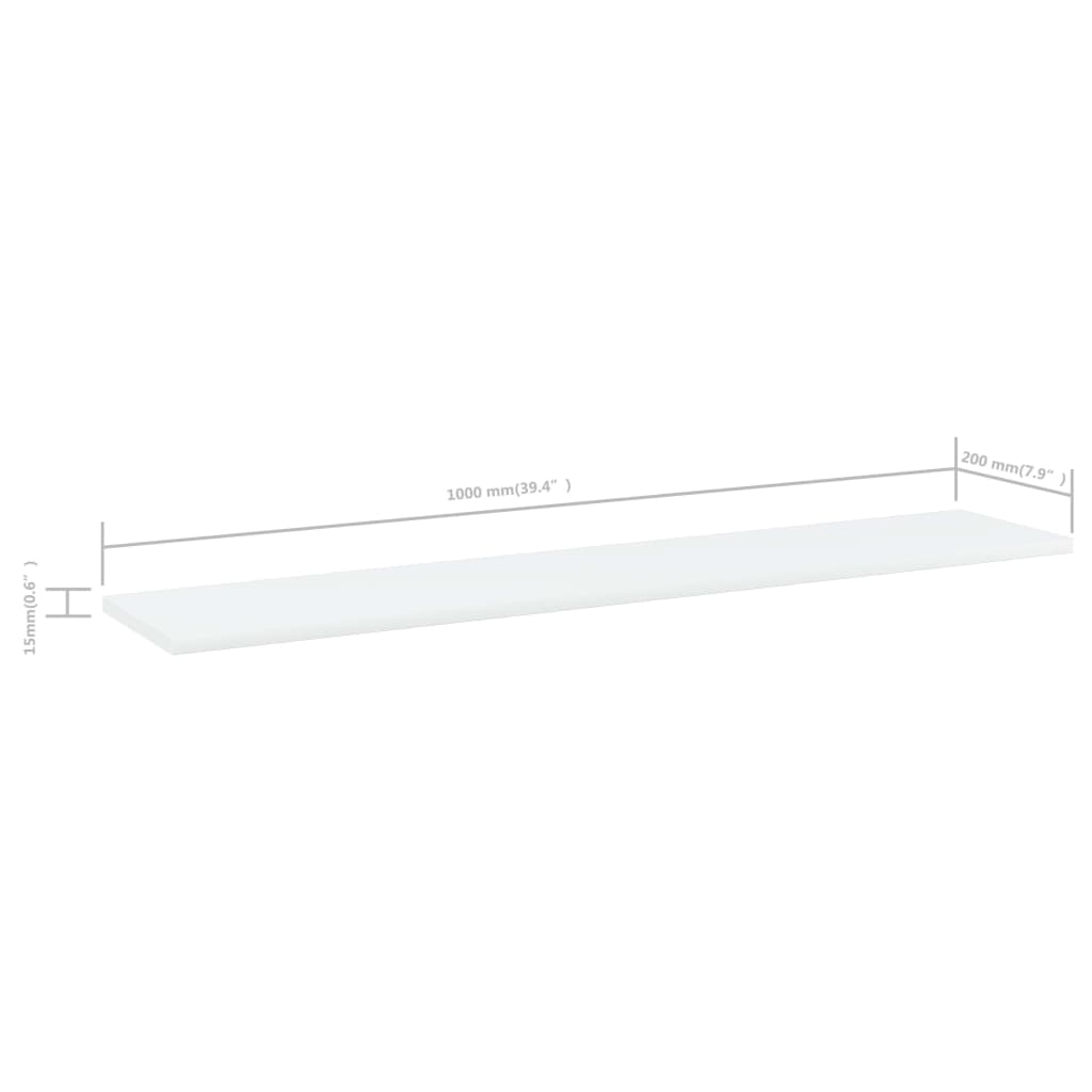 805378 vidaXL Bookshelf Boards 4 pcs White 100x20x1,5 cm Engineered Wood