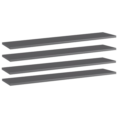 805392 vidaXL Bookshelf Boards 4 pcs High Gloss Grey 100x20x1,5 cm Engineered Wood