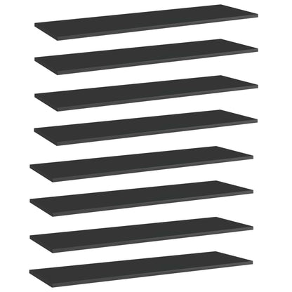 805407 vidaXL Bookshelf Boards 8 pcs High Gloss Black 100x30x1,5 cm Engineered Wood