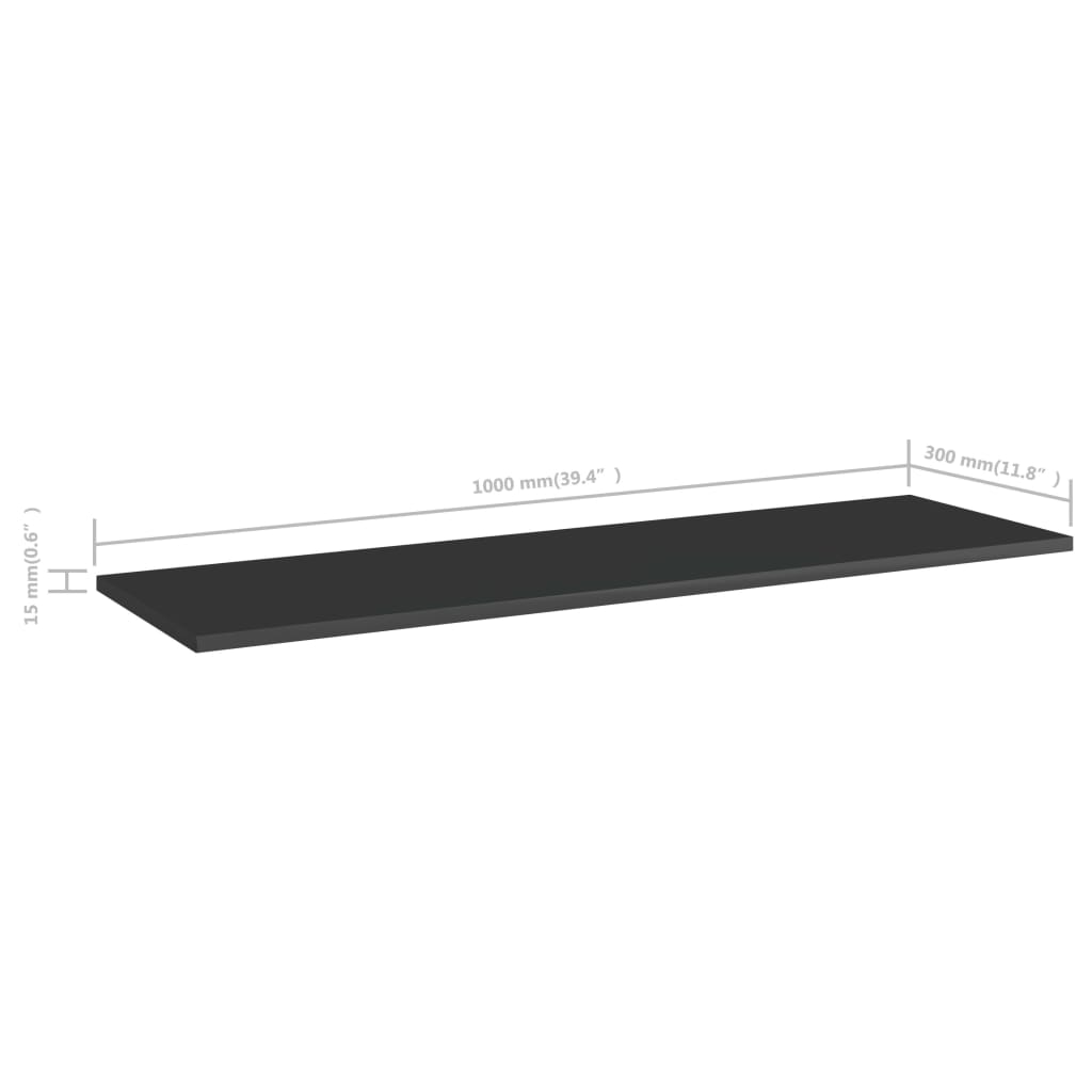 805407 vidaXL Bookshelf Boards 8 pcs High Gloss Black 100x30x1,5 cm Engineered Wood