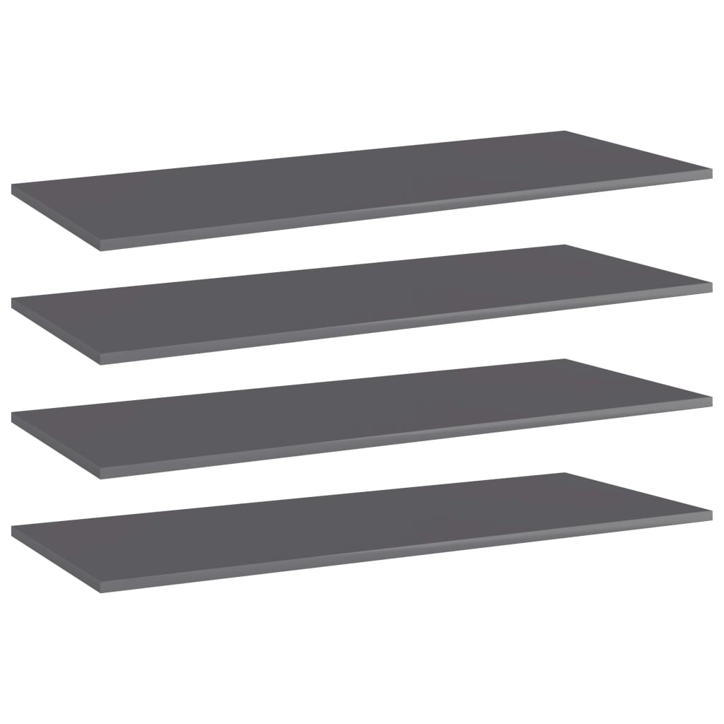 805417 vidaXL Bookshelf Boards 4 pcs High Gloss Grey 100x40x1,5 cm Engineered Wood