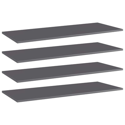 805417 vidaXL Bookshelf Boards 4 pcs High Gloss Grey 100x40x1,5 cm Engineered Wood