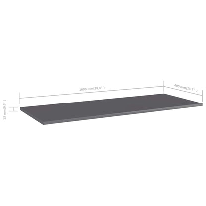 805417 vidaXL Bookshelf Boards 4 pcs High Gloss Grey 100x40x1,5 cm Engineered Wood