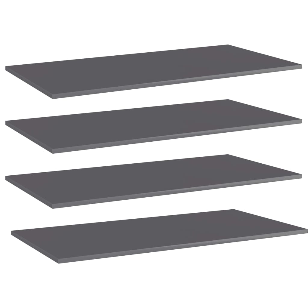 805425 vidaXL Bookshelf Boards 4 pcs High Gloss Grey 100x50x1,5 cm Engineered Wood
