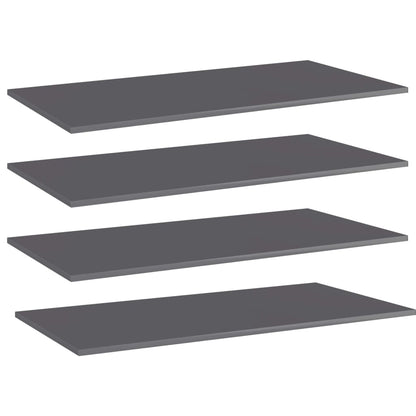 805425 vidaXL Bookshelf Boards 4 pcs High Gloss Grey 100x50x1,5 cm Engineered Wood