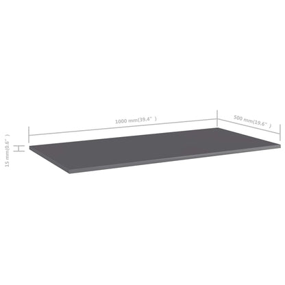 805425 vidaXL Bookshelf Boards 4 pcs High Gloss Grey 100x50x1,5 cm Engineered Wood