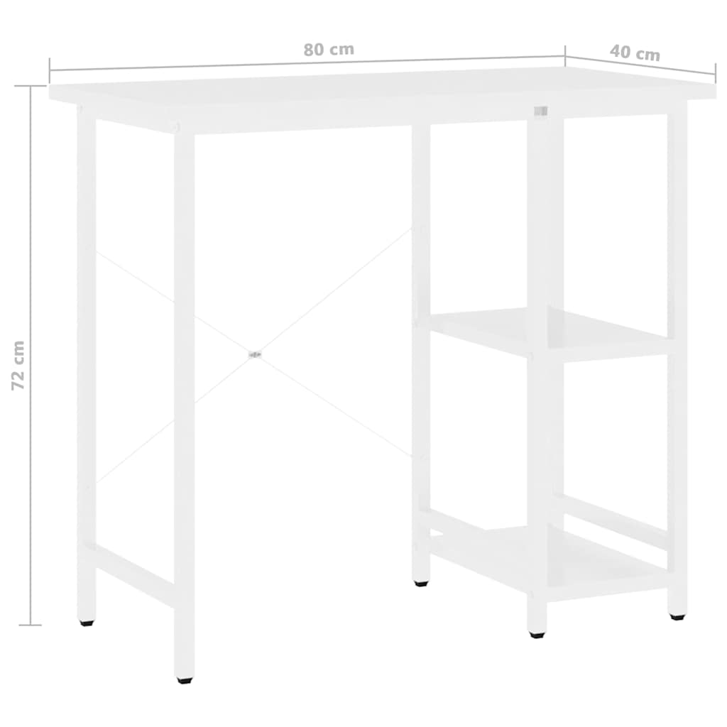 20555 vidaXL Computer Desk White 80x40x72 cm MDF and Metal