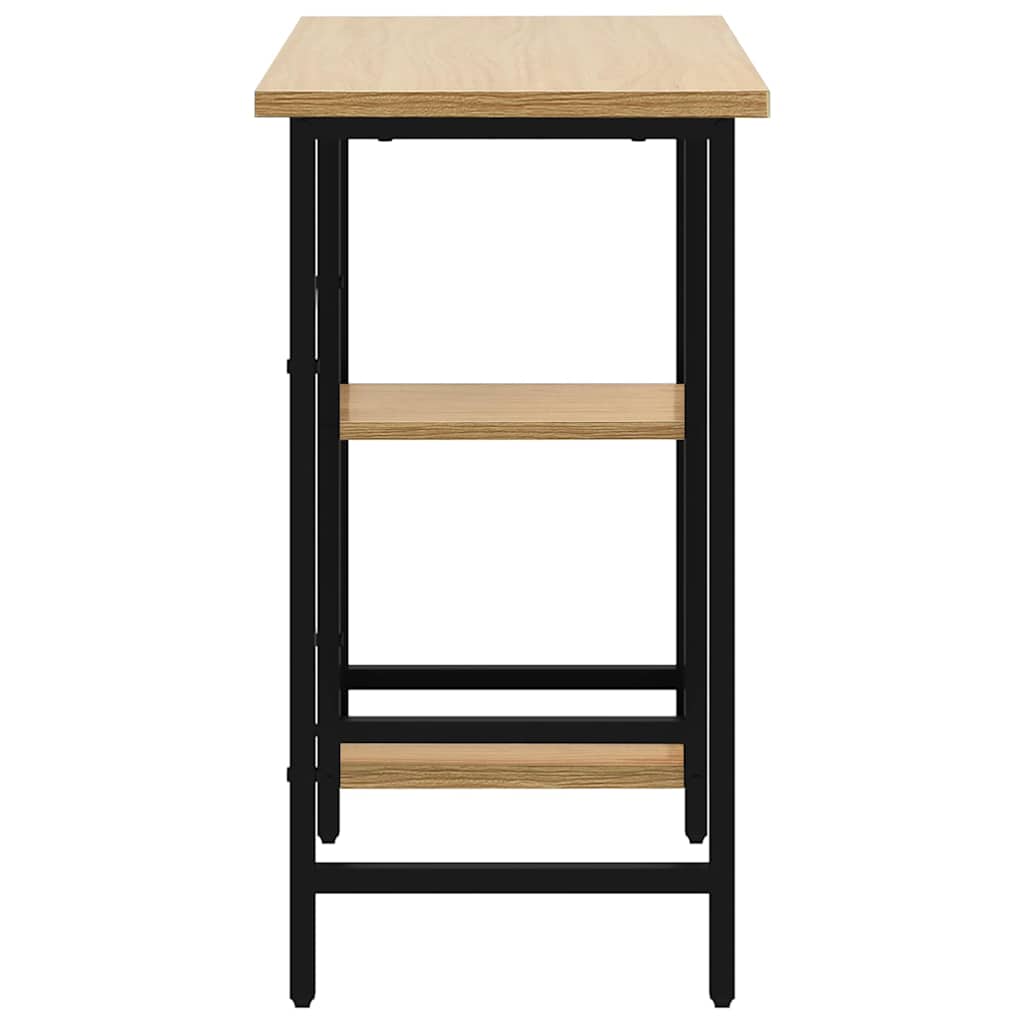 20557 vidaXL Computer Desk Black and Light Oak 80x40x72 cm MDF and Metal - Brown
