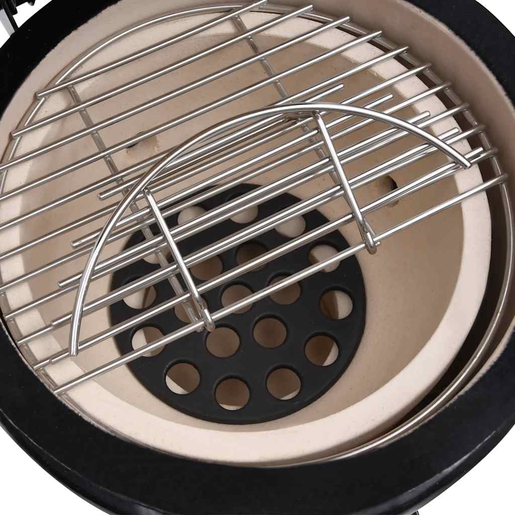vidaXL 2-in-1 Kamado Barbecue Grill Smoker Ceramic 56 cm Black