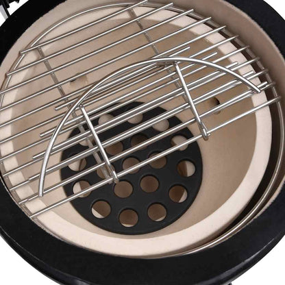 vidaXL 2-in-1 Kamado Barbecue Grill Smoker Ceramic 56 cm Black