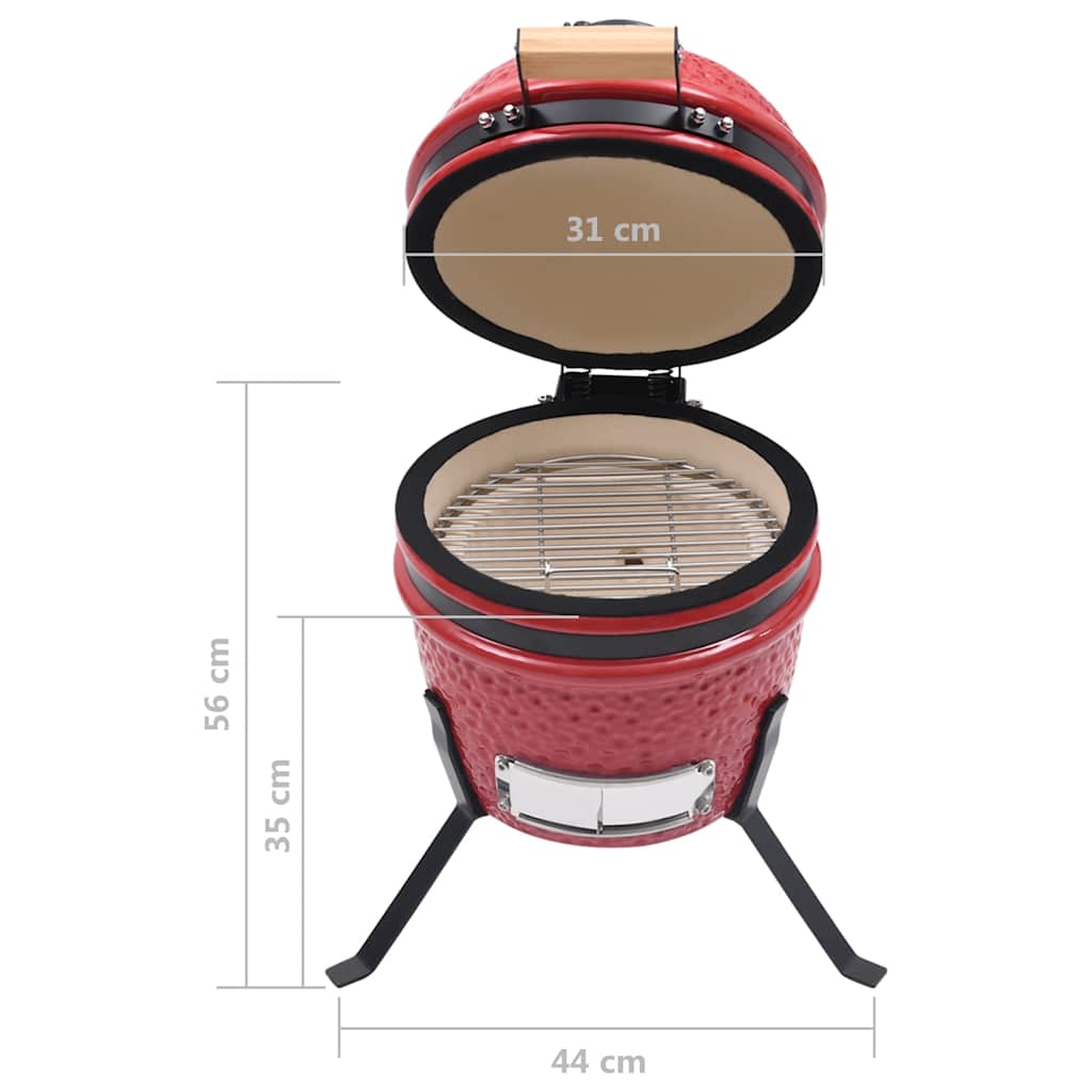 vidaXL 2-in-1 Kamado Barbecue Grill Smoker Ceramic 56 cm Red