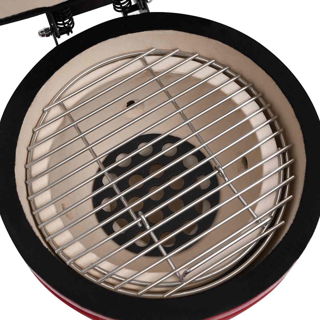 vidaXL 2-in-1 Kamado Barbecue Grill Smoker Ceramic 56 cm Red