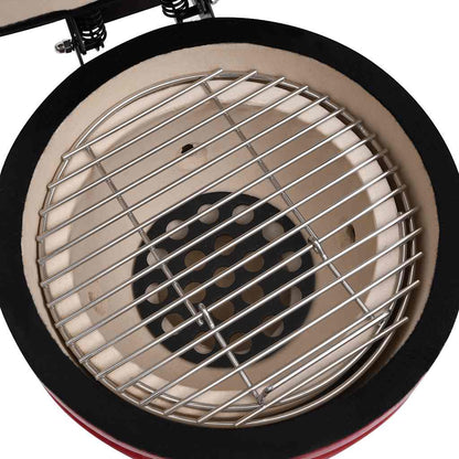 vidaXL 2-in-1 Kamado Barbecue Grill Smoker Ceramic 56 cm Red