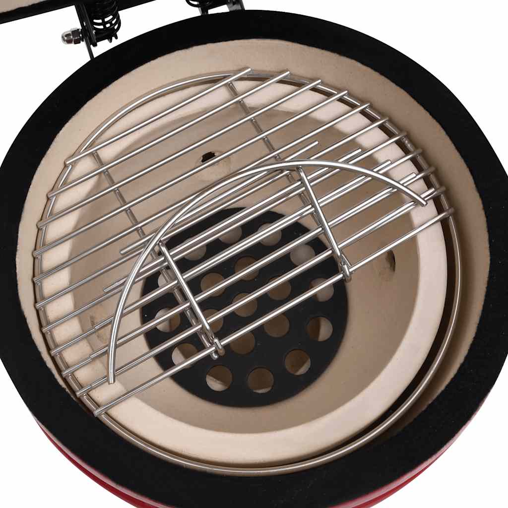 vidaXL 2-in-1 Kamado Barbecue Grill Smoker Ceramic 56 cm Red