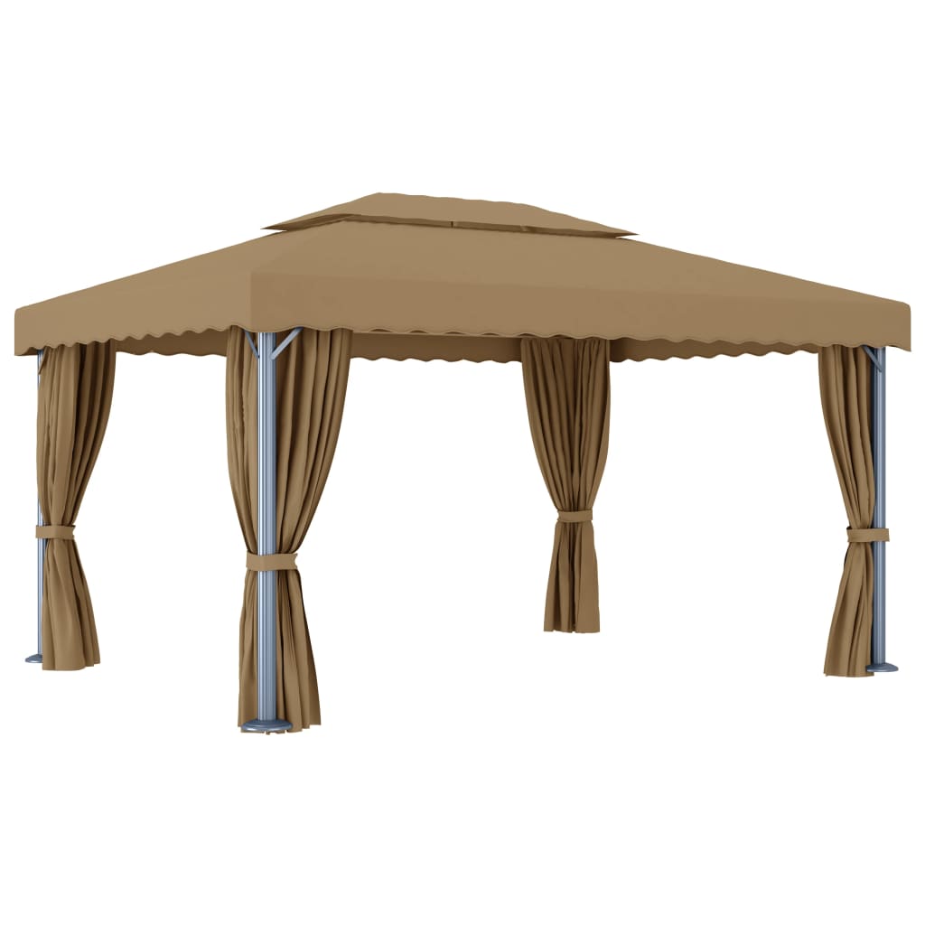 vidaXL Gazebo with Curtain 4x3 m Taupe Aluminium