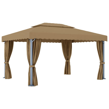 vidaXL Gazebo with Curtain 4x3 m Taupe Aluminium