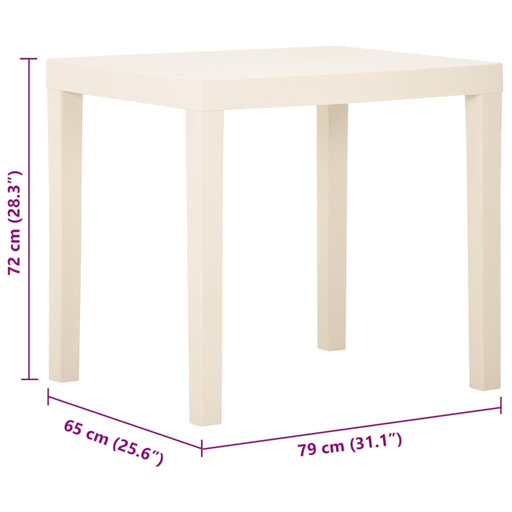 vidaXL Garden Table White 79x65x72 cm Plastic