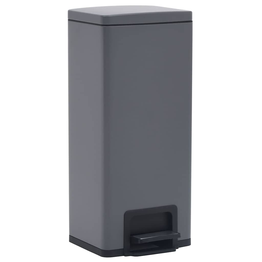 145972 vidaXL Dustbin with Pedal Anti-fingerprint 30L Grey Stainless Steel - 31 x 31.5 x 71 cm